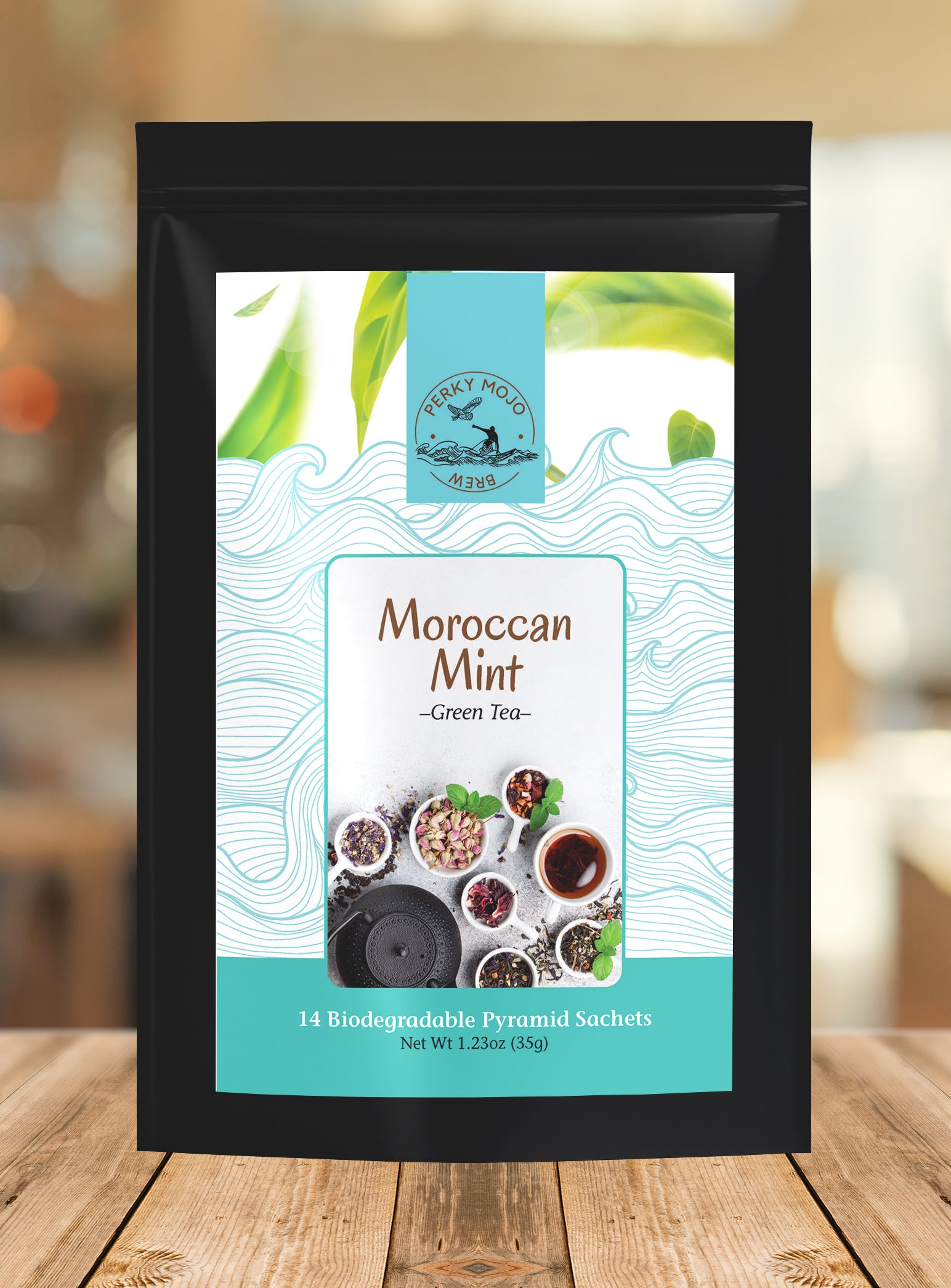 Brew La La Organic Green Tea - Moroccan Mint Flavor - 50 Double Chambered  Tea Bags - Low Caffeine Gourmet Tea - Certified Organic