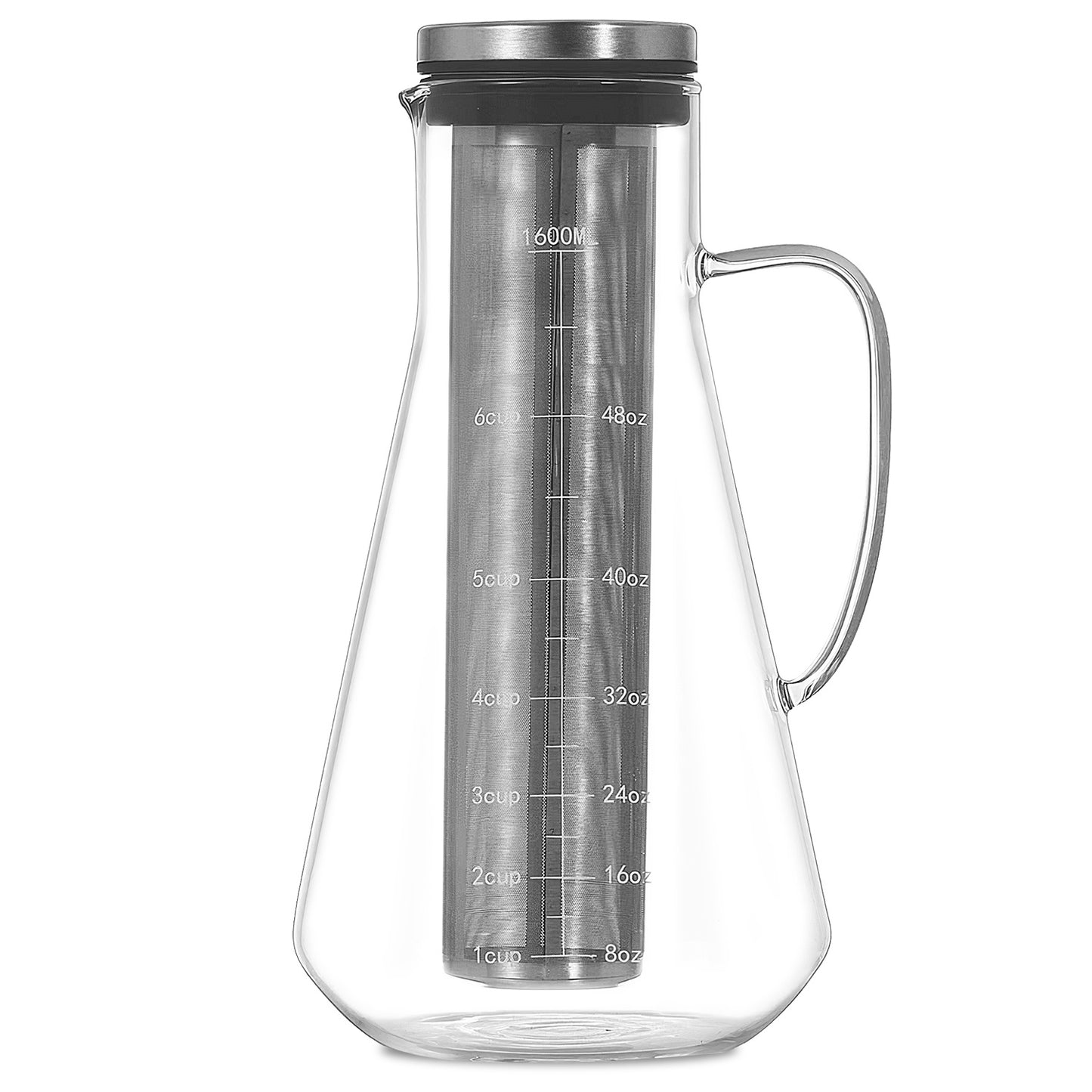 Cold Brew Coffee Maker Iced Tea Maker Pitcher Glass Coffee Pot Brewing Glass Carafe Tea Infuser Coffee Kettle with Removable Fine-Mesh Filter Dishwasher Safe